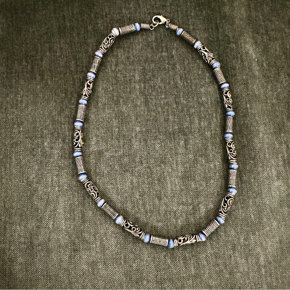 Vintage Lapis Silver Tone Necklace-bought in Middle East
